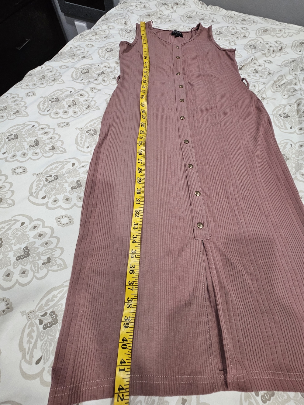 Say What? Mauve Ribbed Button-Front Midi Dress - Picture 3 of 8